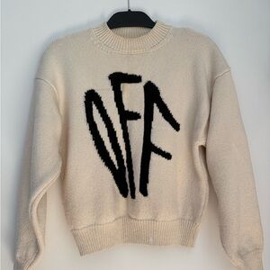 Off-White Cream and Black Crew Neck Sweater